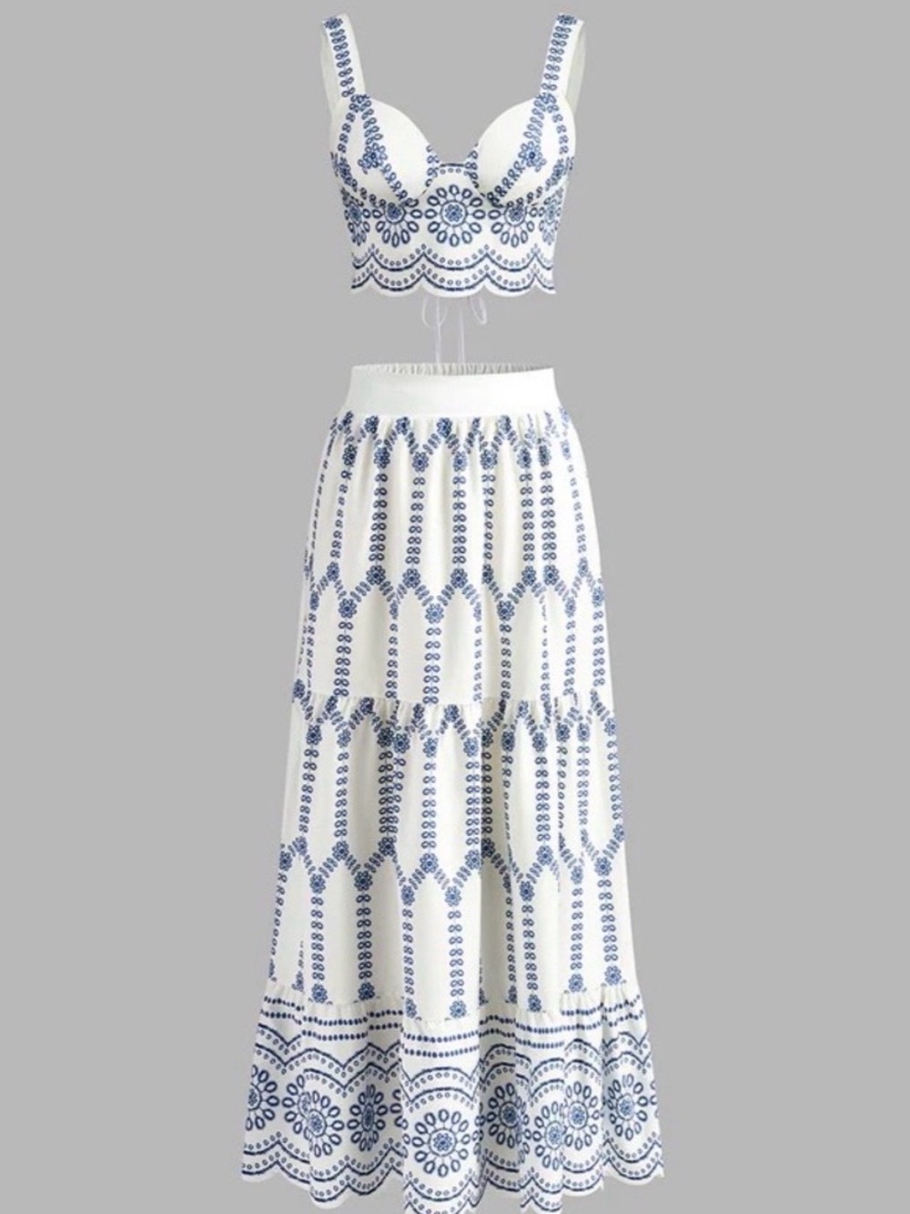 COMMENSE. Two Piece White & Blue Set. NWT.